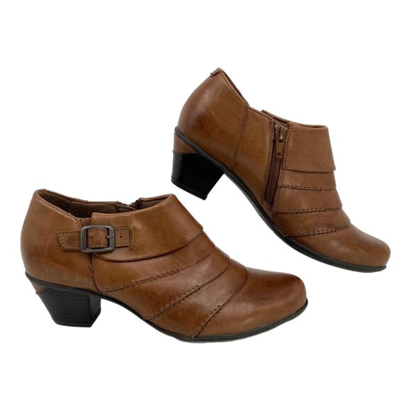 Earth Brown Pleated Buckle Accent Heels | Size 6.5 - Picture 1 of 8